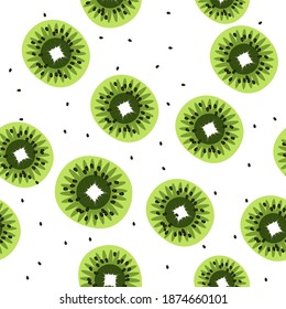 Kiwi fresh seamless vector pattern. Cute exotic fruits illustration. Colorful kiwi slices pattern illustration. fresh fruit vector