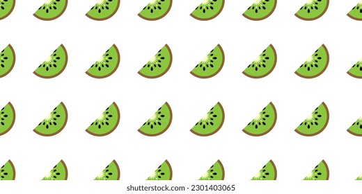 Kiwi fruit backdrop. Kiwi pattern illustration for design. Healthy lifestyle and healthy nutrition. Delicious background. Vector EPS 10