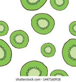 Kiwi fruit bladder interrupts seamless pattern.