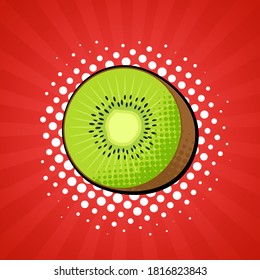 Kiwi fruit in bright colorful pop-art style.