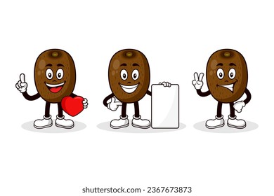 Kiwi fruit cartoon character design collection for label product, shop logo, stamp, banner, and more
