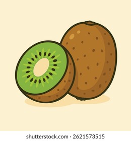  Ilustración vectorial de estilo de dibujos animados de fruta de kiwi