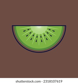 Kiwi Fruit Cartoon Vector Icon Illustration. Food Fruit Icon Concept Isolated Premium Vector. Flat Cartoon Style Suitable for Web Landing Page, Banner, Sticker, Background