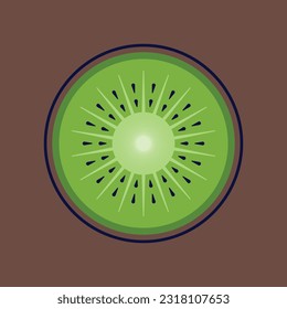 Ilustración del icono del vector de caricaturas de frutas de Kiwi. Vector Premium Aislado Con Icono De Fruta Alimentaria. Estilo de caricatura plano adecuado para la página de aterrizaje web, pancarta, adhesivo, fondo