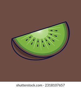 Kiwi Fruit Cartoon Vector Icon Illustration. Food Fruit Icon Concept Isolated Premium Vector. Flat Cartoon Style Suitable for Web Landing Page, Banner, Sticker, Background