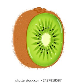 Kiwi fruit character. Vector hand drawn cartoon kawaii character illustration icon. Isolated on white background. Kiwi fruit character concept