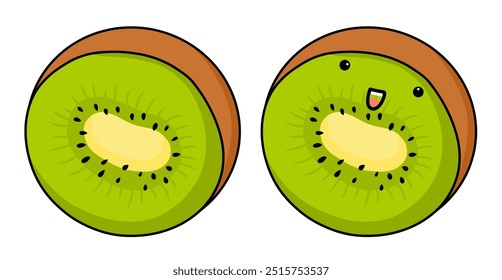 Kiwi fruit character. Vector hand drawn cartoon kawaii character illustration icon. Isolated on white background Kiwi fruit character concept