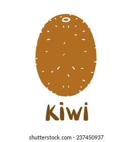 Kiwi fruit closeup icon isolated on white background, art logo design 