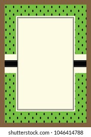 Kiwi fruit colors frame vector. Green kiwi fruit pattern, brown border packaging label. Homemade fruit products card design.