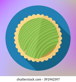 Kiwi Fruit Cupcake Top View Flat Vector Icon. Fruit Cupcake Dessert Vector Symbol. Kiwi Cake Flat Vector Pictogram. Cupcake Pictogram. Fruit Cupcake Flat Sign. 