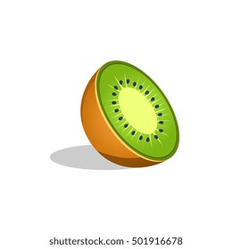 Kiwi Fruit Cut In Half Bright Icon