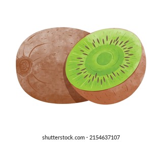 Kiwi Obstdesign Elemente. Vektorgrafik im Aquarellstil.