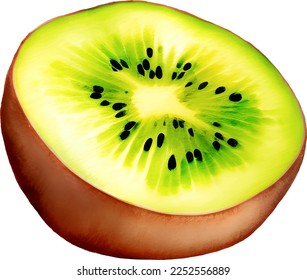 Kiwi Fruit Detailed Hand Drawn Illustration Vector Isolated