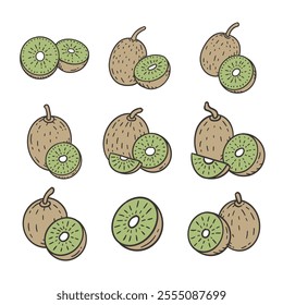 Kiwi Fruit Doodle Style Illustration