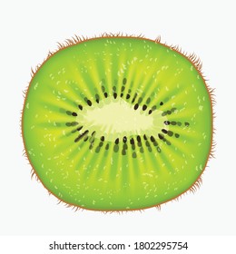 vista frontal del fruto de kiwi sobre la espalda blanca