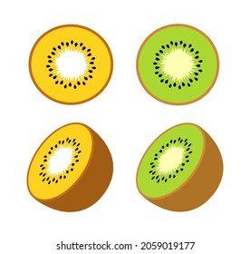 kiwi fruit, Gold kiwifruit, SunGold kiwi fruit icon vector isolated