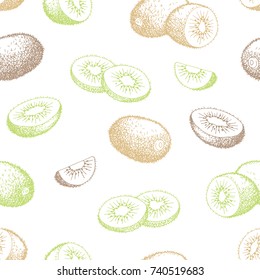 Kiwi Fruit Graphic Color Seamless Pattern Sketch Illustration Vector