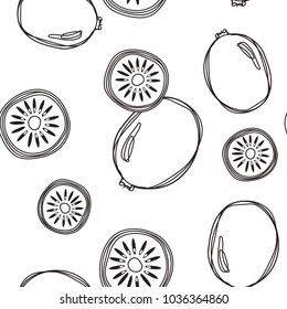 Kiwi fruit graphic seamless pattern sketch illustration vector