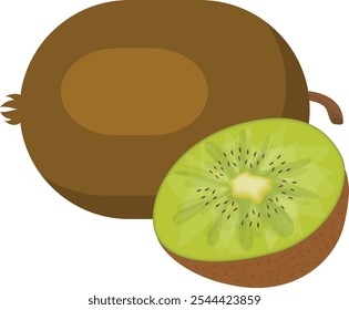 Kiwi Fruta Com Verde Suculento Fatia Vetor Arte