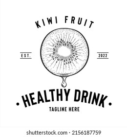 Kiwi fruit healthy drink logo, company logo design idea, vector illustration