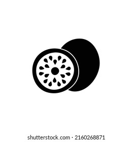 kiwi fruit icon in black flat glyph, filled style isolated on white background