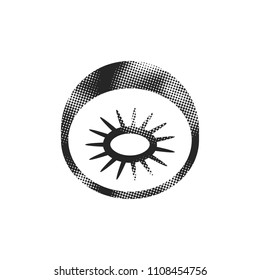 Kiwi fruit icon in halftone style. Black and white monochrome vector illustration.