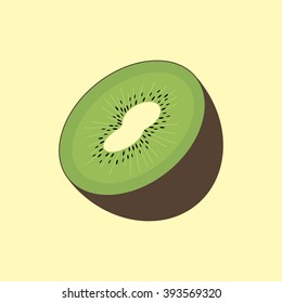 Kiwi Fruit Icon isolated on a yellow background. Vector illustration