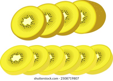 Conjunto de ilustrações de frutas Kiwi 4.
Um conjunto de ​kiwi fatiado. ​