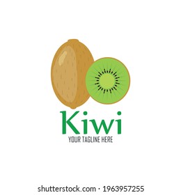 Kiwi fruit isolated on white background in flat style. Vector illustration.