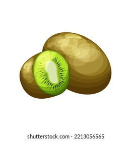 Kiwi fruit isolated on white background. Kiwi fruit flat icon.