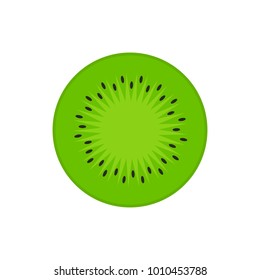 Kiwi fruit, kiwifruit or Chinese gooseberry half cross section flat color vector icon for food apps and websites
