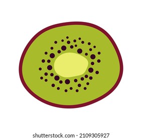 Kiwi fruit, kiwifruit half cross section flat color vector icon for food apps and websites.  Symbol for natural female face masks with fruit acids Isolated icon.
