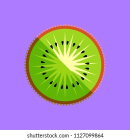 Kiwi fruit or kiwifruit slice vector in a simple minimalism art style