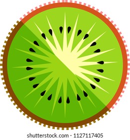 Kiwi fruit or kiwifruit slice vector in flat design style isolated