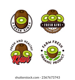 Kiwi fruit logo design collection for label product, shop logo, stamp, banner, and more