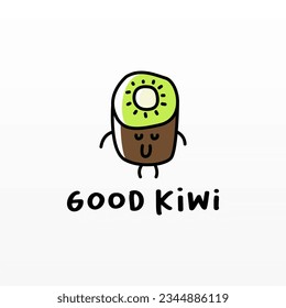 Kiwi fruit logo design concept template. Fresh fruit logo design