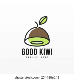 Kiwi fruit logo design concept template. Fresh fruit logo design