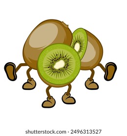 kiwi fruit mascot doodle character