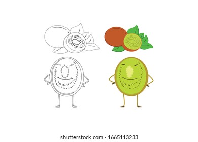 Kiwi Fruit Object Vector Illustration Bundle