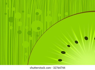 kiwi fruit on a green background in a strip