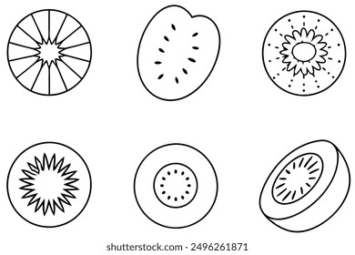 Kiwi Fruit Outline Design Illustration