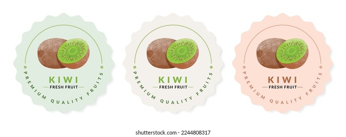 Kiwi fruit packaging design templates, watercolour style vector illustration.