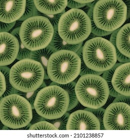 Kiwi Fruit Pattern Green Wallpaper Vector Background