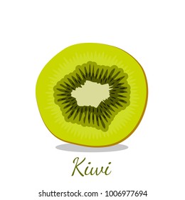 Kiwi fruit piece close-up icon, isolated on white background. vector illustration. logo design