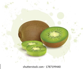 ilustración vectorial de kiwi y de frutos y kiwi