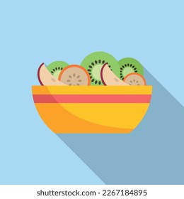 Kiwi fruit salad icon flat vector. Fresh food. Vegetable meal