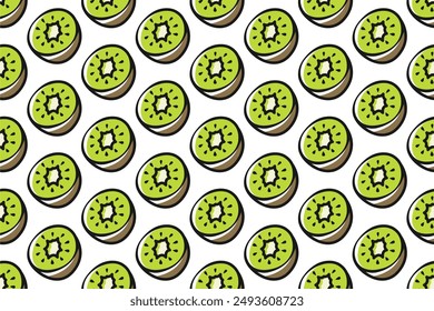 Kiwi fruit seamless pattern background. Fruit seamless pattern background can be used as web banner, social media banner, wrapping paper, etc.