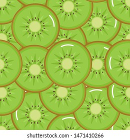 Kiwi fruit seamless pattern, beautiful kiwi slice on background vector illustration. cute cartoon fruit. top view