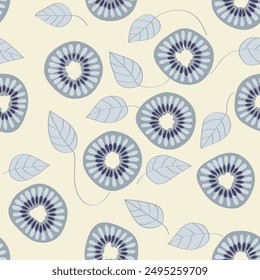 Kiwi fruit. Seamless pattern for decorating fashion designs, fabrics, wallpapers and prints on a light background.