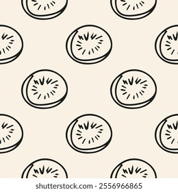 Kiwi fruit seamless pattern for decorating fashion designs, fabrics, wallpapers and prints. Vector background